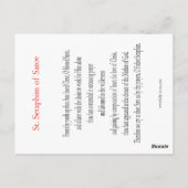 Seraphim van Sarov Gebed Kaart (Achterkant)