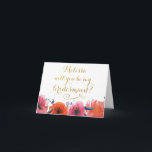 Seras-Tu Ma Carte De Typographie D'OR D'Épouse<br><div class="desc">Aquarelle florale - marine avec fleurs rouge et orange. Magnifique, tendance, cartes de voeux design avec votre propre message personnalisé qui comprend le nom de la femme de ménage ! ! Imprimé de façon professionnelle. Carte de voeux pliée avec faux or tendance, contemporain et élégant (image de papier d'aluminium, pas...</div>