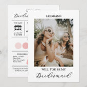 Seras-tu ma demoiselle d'honneur ? Carte de demand (Devant / Derrière)