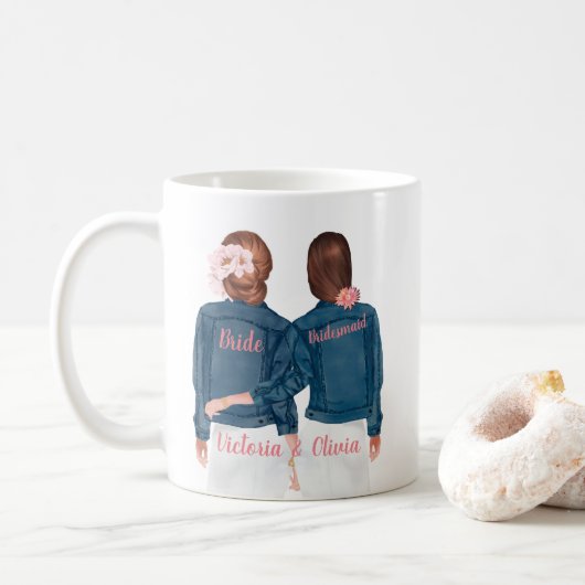 Seras-tu ma demoiselle d'honneur Jean Jacket Mug (Avec donut)