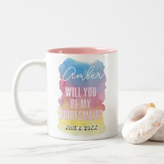 seras-tu ma demoiselle d'honneur mug aquarelle (Avec donut)