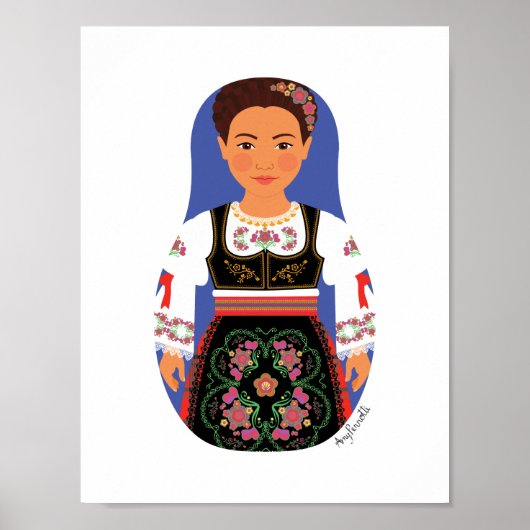 Serb Brunette Matryoshka Poster (Voorkant)