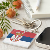Serbia Flag Sleutelhanger (Voorkant Rechts)
