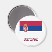 Serbien Flagge mit Namen Magneet (Voorkant / Achterkant)