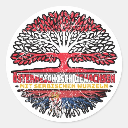 Serbien Serbisch Österreichisch Österreich Baum Ronde Sticker (Voorkant)