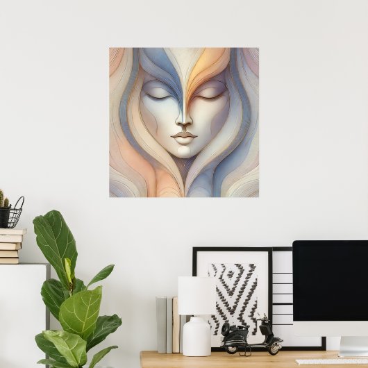 Sereen Abstract gezicht Poster (Thuiskantoor)