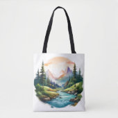 Sereen berglandschap met River Canvas tas (Voorkant)