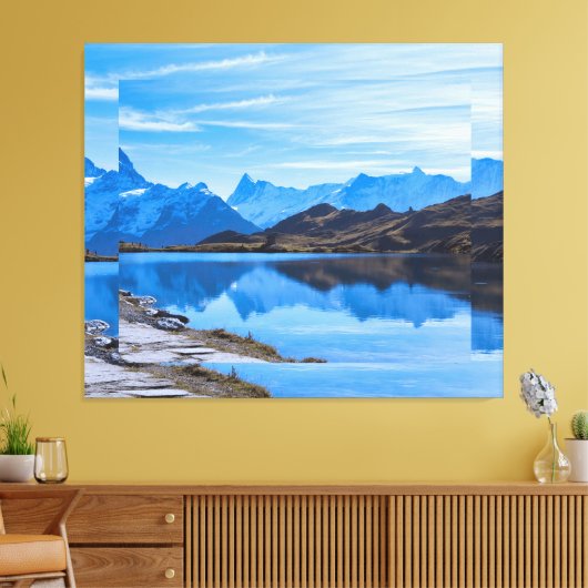 Sereen berglandschap met stromende rivier canvas afdruk (Insitu (Woonkamer))