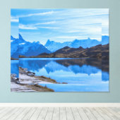 Sereen berglandschap met stromende rivier canvas afdruk (Insitu (Houten vloer))