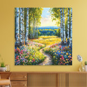Sereen berkenbos landschap canvas afdruk (Insitu (Woonkamer))