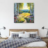 Sereen berkenbos landschap canvas afdruk (Insitu (Slaapkamer))