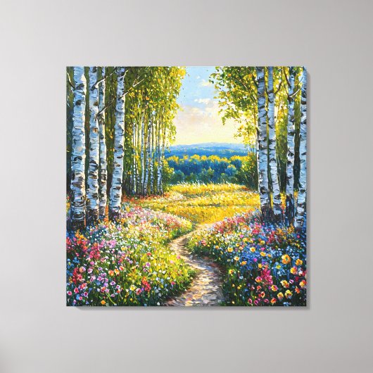 Sereen berkenbos landschap canvas afdruk (Voorkant)