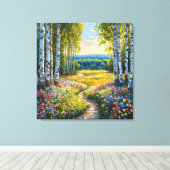Sereen berkenbos landschap canvas afdruk (Insitu (Houten vloer))