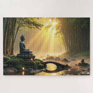 Sereen Boeddhabeeld in een vredig bamboebos Legpuzzel