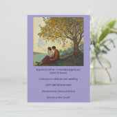 Sereen echtpaar plant hun bruiloft kaart (Staand voorkant)