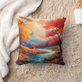 Sereen herfstlandschap met stromende rivier kussen (Deken)