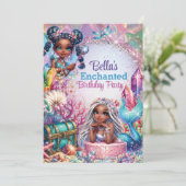 Sereen Zeemeermin Fantasy Feest Uitnodiging (Staand voorkant)