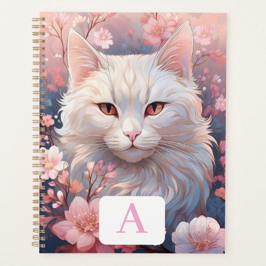 Séréene White Chat Planner avec Monogramme (Devant)