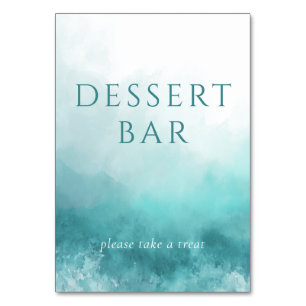 Seren Blauw Aquarel Dessert Bar Bord Kaart