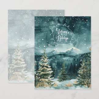 Seren landschap van besneeuwde bergen Kerstkaart