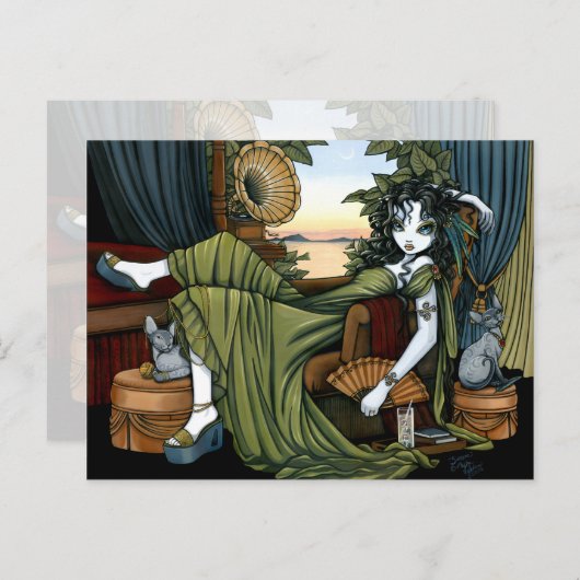 Serena Eclectique Sunset Cat Fairy Carte postale (Devant / Derrière)