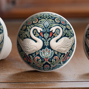 Sérénade de cygne en céramique bouton Tirer