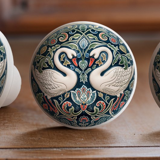 Sérénade de cygne en céramique bouton Tirer