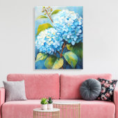Serenade in Blauw: Hydrangea Harmony Canvas Afdruk (Insitu (Woonkamer))