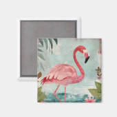 Serenade in Pink: Een paradijs van Flamingo Magneet (Voorkant / Achterkant)