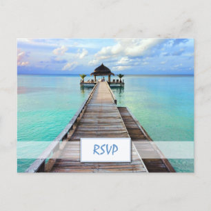 Serenade Jetty Malediven Beach Wedding RSVP Uitnodiging Briefkaart