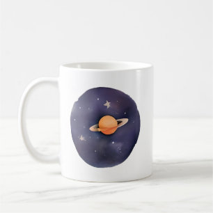Serenade van Saturnus: kosmische Waterverf Koffiemok