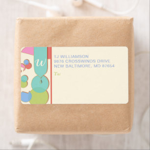 Serendipiteit Monogram Colorful Patroonlabel Etiket