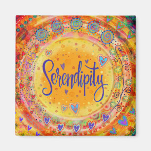 Serendipity Geel Leuk Bloemen Inspirivity Magneet
