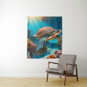 Serene 3D Zee schildpad in de oceaan - Tranquil Ma Wandkleed