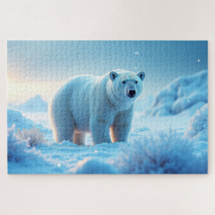 Serene Arctic Sunset met Polar Beer – Natuur Legpuzzel