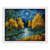 Serene Autumn Night Landschap olieverfschilderij Perfect Poster (Voorkant)