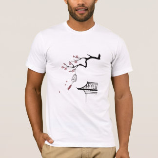 Serene Aziatische tempellandschap minimalistische T-shirt