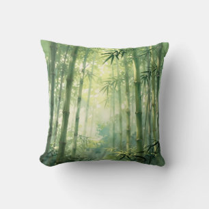 Serene Bamboe Bos Mistige Gloed Kussen
