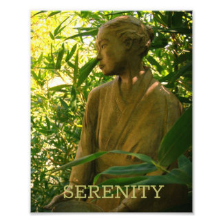 Serene Bamboo Garden Statue Foto Afdruk