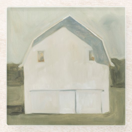 Serene Barn - White Glazen Onderzetter (Voorkant)