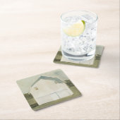 Serene Barn - White Vierkante Kartonnen Onderzetter (Insitu)