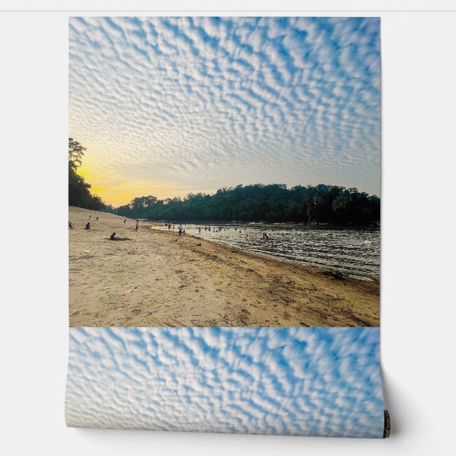 Serene Beach Sunset Wallpaper - Blue Skies en End Behang (Afrollen)