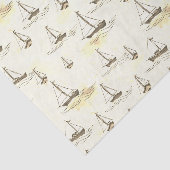 Serene Beige zeilboten op Zee Pattern Tissuepapier (Detail)