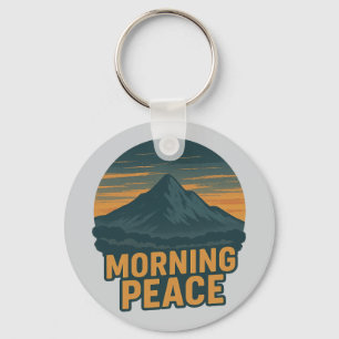Serene Bergzonne Retro Embleem Sleutelhanger