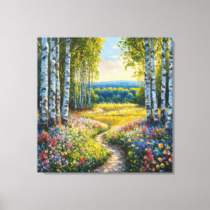 Serene berken boslandschap canvas afdruk