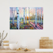 Serene Birch Forest Waterverf Art Print (Keuken)