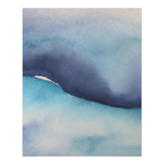Serene Blauwe Aquarel Abstract Horizon Perfect Poster