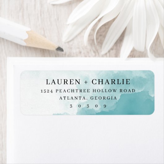 Serene Blauwe Aquarel Etiket (Insitu)