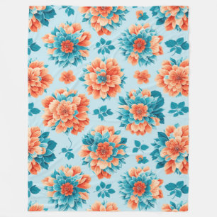 Serene Blauwe en Oranje Bloesems: Delicate van de  Fleece Deken