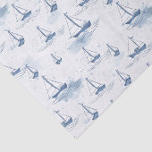Serene Blauwe Witte Zeilboten op Zee Pattern Tissuepapier (Detail)